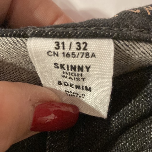&Denim 360* Stretch Black Wash High Waist Skinny Jeans,‎ size 31 x 32 - Picture 12 of 13